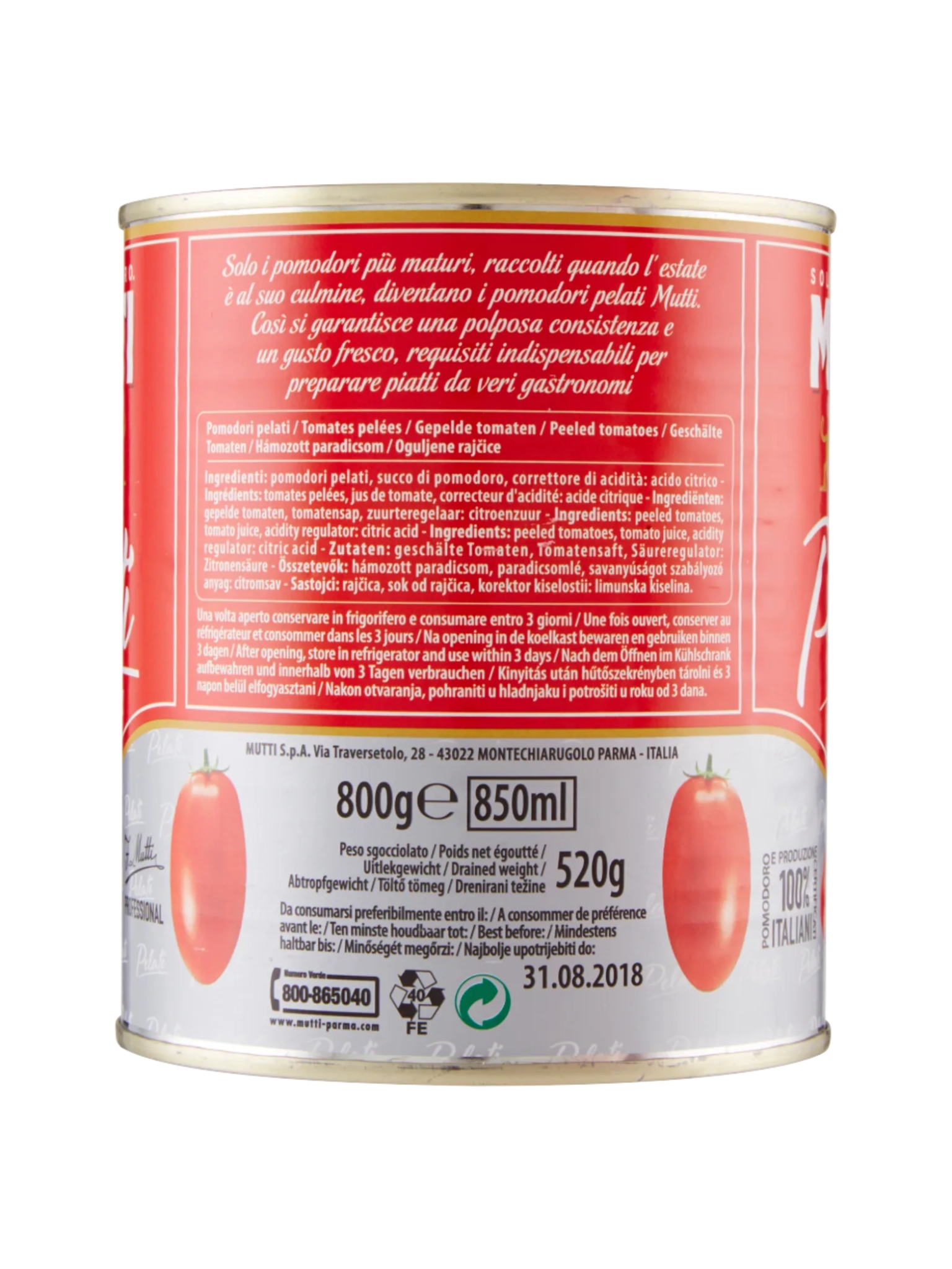 Tomates pelées 4/4 - Mutti (12x800g)